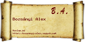 Bozsányi Alex névjegykártya
