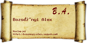 Bozsányi Alex névjegykártya